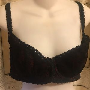 Cacique Black Lace & Red Bra - 42C